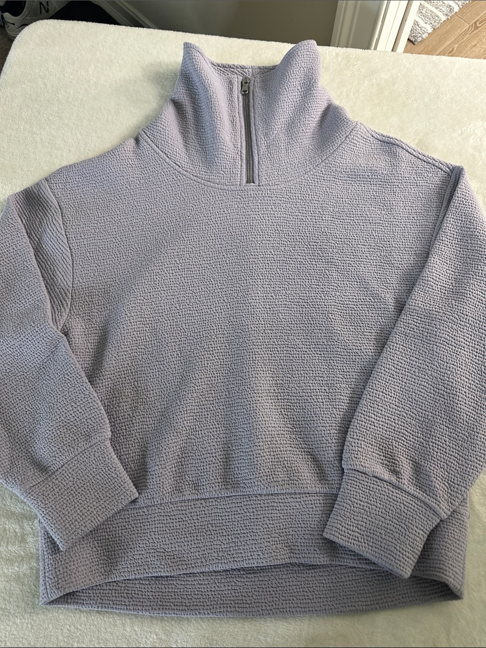 CALIA Lavender Half-Zip Waffle Knit Turtleneck Sweater